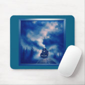 Blaufarbendarstellung mit alter Dampflokomotive Mousepad (Mit Mouse)