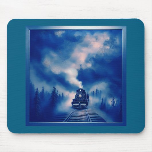Blaufarbendarstellung mit alter Dampflokomotive Mousepad (Vorne)