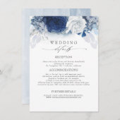 Blaufarbene Blume Hochzeitsinformationen Begleitkarte (Vorne/Hinten)
