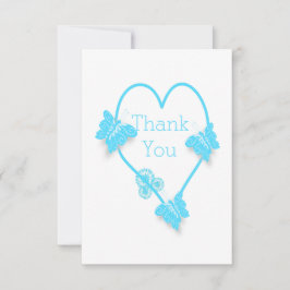 Blaufarbene Butterfly Herzdesign Hochzeit Dankeskarte