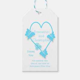 Blaufarbene Butterfly Herzdesign Hochzeit Geschenkanhänger