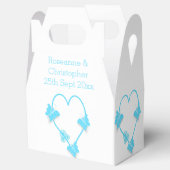 Blaufarbene Butterfly Herzdesign Hochzeit Geschenkschachtel (Geöffnet)