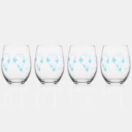 Blaufarbene Butterfly Herzdesign Hochzeit Weinglas Ohne Stiel