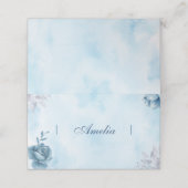 Blaufarbene, florengeflochtene Platzkarte (Außenseite Aufgefaltet)