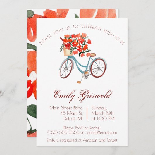 Blaufarbenes Brautparty Einladung (Vorne/Hinten)