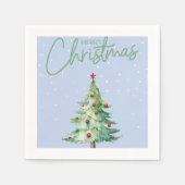 Blaufarbenes Weihnachtsgeschenkpapier Napkins Serviette (Vorderseite)