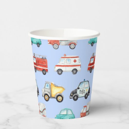 Blaufarbenfahrzeug Pappbecher (Links)