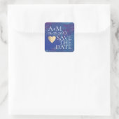 Blaufarbenhochzeit Rett-the-Date Quadratischer Aufkleber (Tasche)