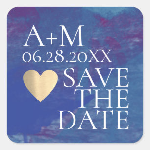 Blaufarbenhochzeit Rett-the-Date Quadratischer Aufkleber