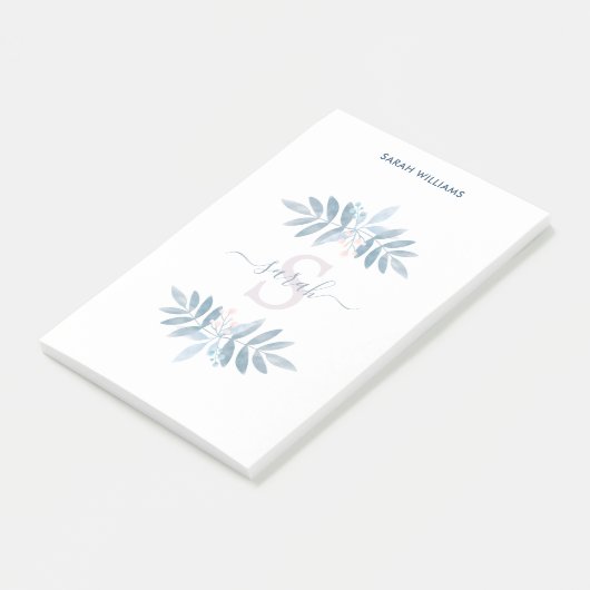 Blaufarbenmonogramm Post-it Klebezettel (angewinkelt)