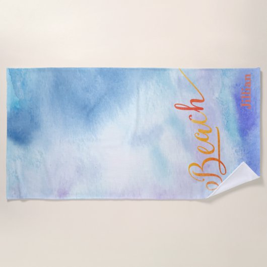 Blaufarbenmonogramm Strandtuch (Vorderseite)