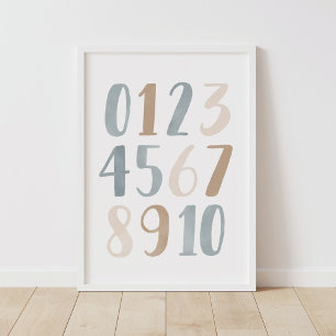 Blaufarbenzahl neutrale Kinderzimmer-Dekoration Poster