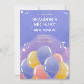 Blaufarbige Ballons Geburtstag Einladung (Vorderseite)