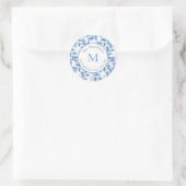 Blaufarbige Layered-Blätter Musterlabels Runder Aufkleber (Tasche)