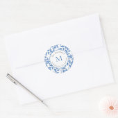 Blaufarbige Layered-Blätter Musterlabels Runder Aufkleber (Umschlag)