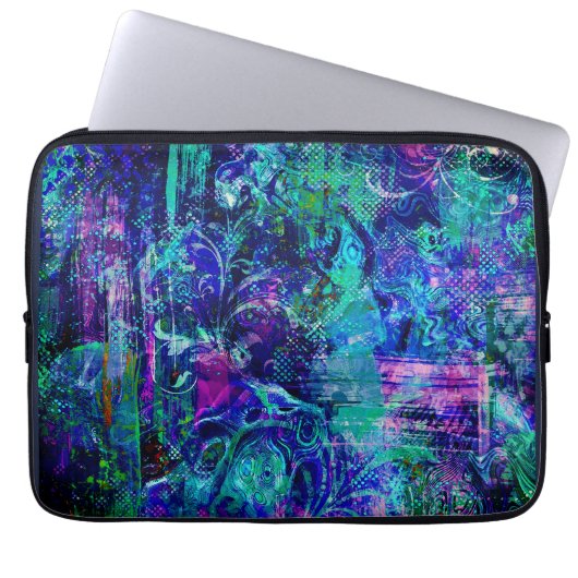 Blaufarbige Texturen Laptopschutzhülle (Vorderseite)