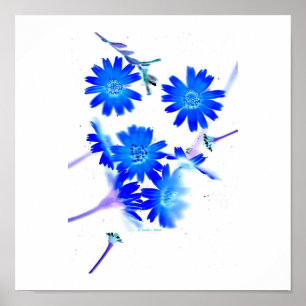 Blaufarbige, wild lebende Blume, die sich durch ih Poster