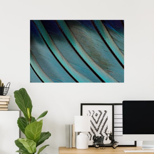 Blaufedermuster Poster (Heimbüro)