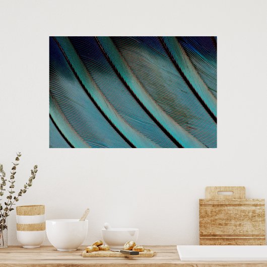 Blaufedermuster Poster (Küche)