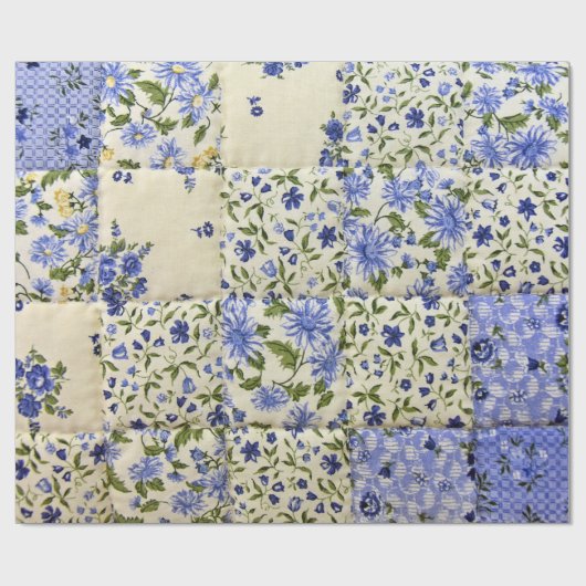 Blauflora-Patchwork-Steppdecke Geschenkpapier (Flach)
