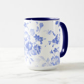 Blauflorale Keramik Tasse (VorderseiteRechts)