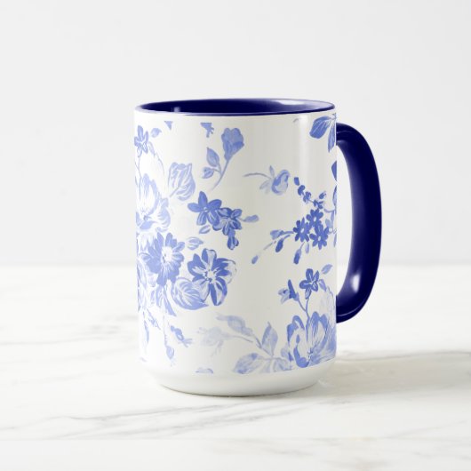 Blauflorale Keramik Tasse (VorderseiteRechts)