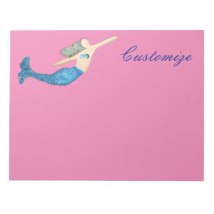 Blauflossen-Meerjungfrau Schwimmt in Thunder_Cove Notizblock