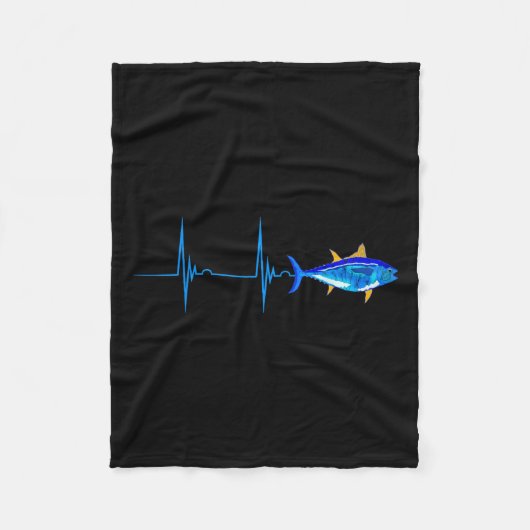 Blauflossenthunfisch Heartbeat Ekg Pulseline Deep  Fleecedecke (Vorderseite)