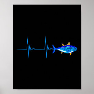 Blauflossenthunfisch Heartbeat Ekg Pulseline Deep Poster