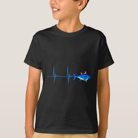 Blauflossenthunfisch Heartbeat Ekg Pulseline Deep T-Shirt (Vorderseite)