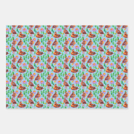 Blauflügelente Aquamarine Enten in einem Marschmus Geschenkpapier Set