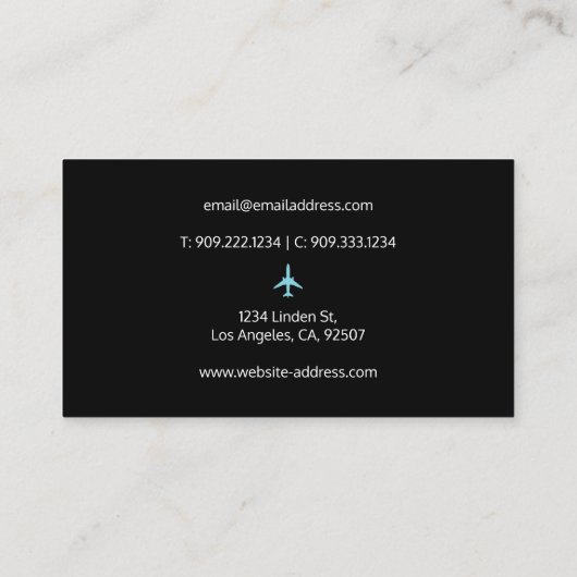 Blauflugzeug Visitenkarte (Rückseite)