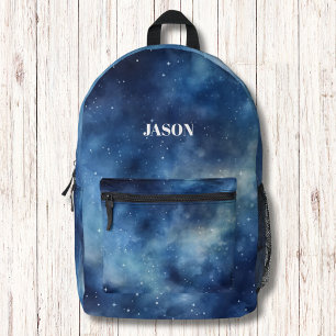 Blaugalaktische Nacht Modernes Monogramm Bedruckter Rucksack