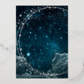 Blaugalaxie Himmel Hochzeit sicher das Datum Folieneinladung (Rückseite)