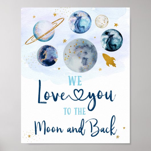 Blaugalaxie Liebe zum Mond und zurück zum Geburtst Poster (Vorne)