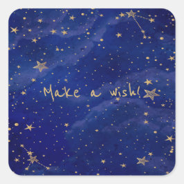 Blaugalaxie mit goldenen Sternen Quadratischer Aufkleber