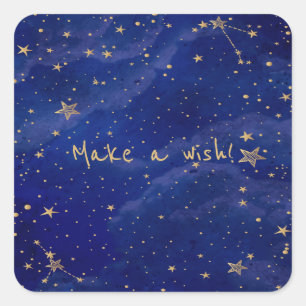 Blaugalaxie mit goldenen Sternen Quadratischer Aufkleber