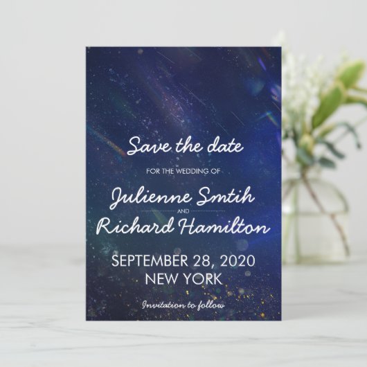 Blaugalaxie Save the Date | In den Sternen geschri (Stehend Vorderseite)