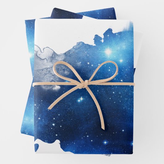 Blaugalaxie-Wrapping-Papier-Flachblatt-Set 3 Geschenkpapier Set (Beispiel)