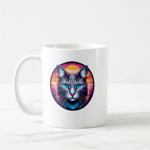 Blaugäugige Sonnenaufgang-Katze Kaffeetasse