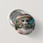 Blaugäugige Vintage-Puppe, Button (Vorne & Hinten)