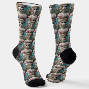 Blaugäugige Vintage-Puppe, Socken