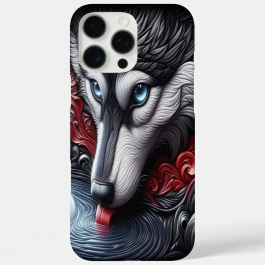 Blaugäugige Wolf-Reflektionsszene Case-Mate iPhone Hülle (Rückseite)