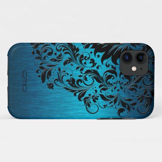 Blaugebürstetes Aluminium mit schwarzer Spitze 2 Case-Mate iPhone Hülle (Rückseite (Horizontal))