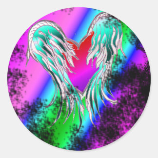 blaugeflügelte Herzkleber Runder Aufkleber