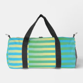 Blaugelb-grüner Streifen Muster Duffel-Beutel Duffle Bag (Vorderseite)