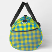 Blaugelb-grünes Kariertes Schachbrett Muster Duffle Bag (Rechts)