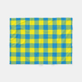 Blaugelb-grünes Kariertes Schachbrett Muster Fleecedecke (Vorderseite (Horizontal))