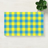 Blaugelb-grünes Kariertes Schachbrett Muster Post-it Klebezettel (Büro)