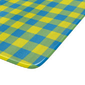 Blaugelb-grünes Kariertes Schachbrett Muster Schneidebrett (Ecke)